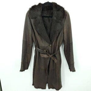 VTG Lockwood Rabbit Fur Trench Coat Brown 40UK/8US